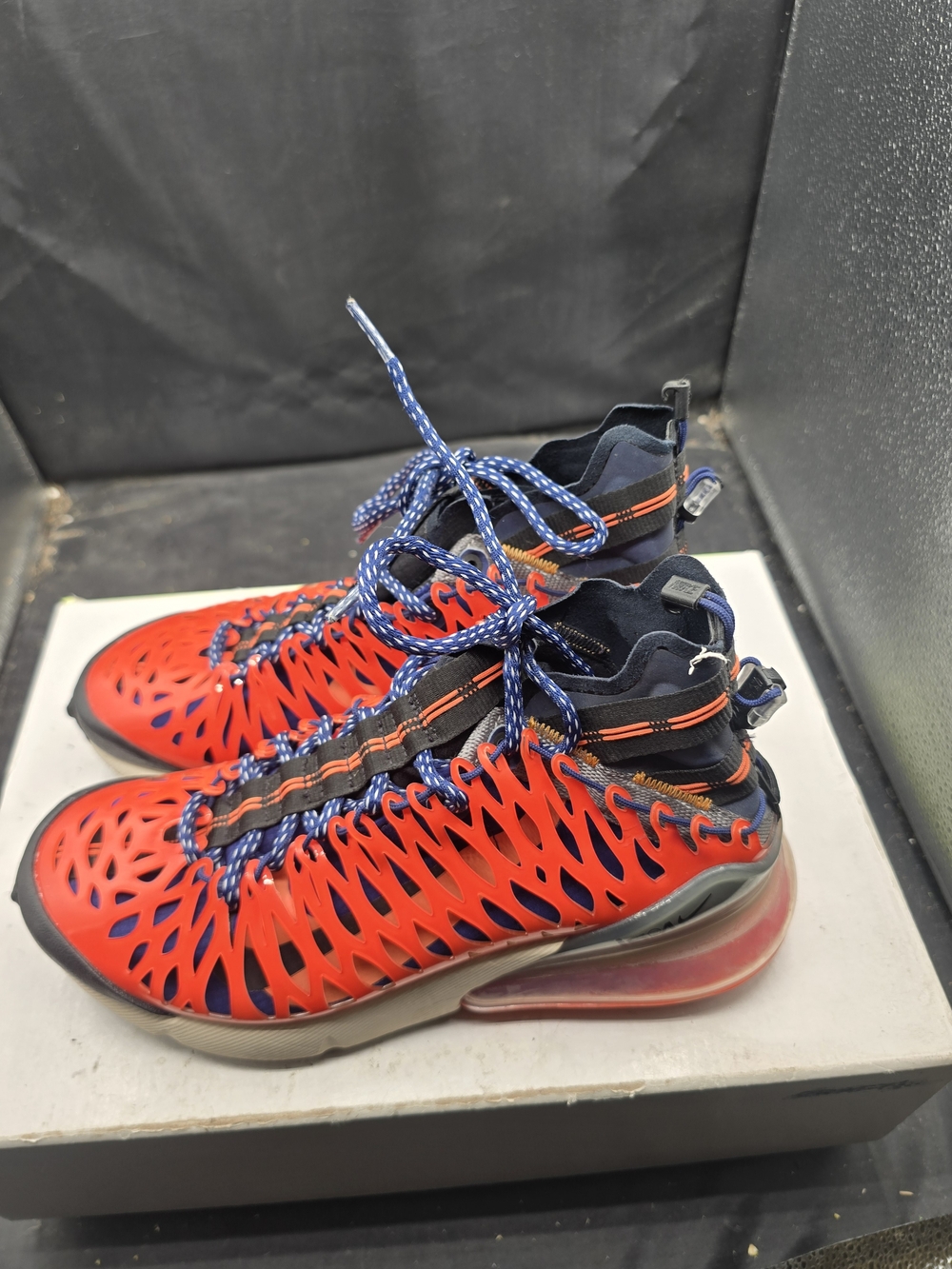 Nike Black Sneaker with Blue Interior and Orange Stitching - Picture 2 of 7
